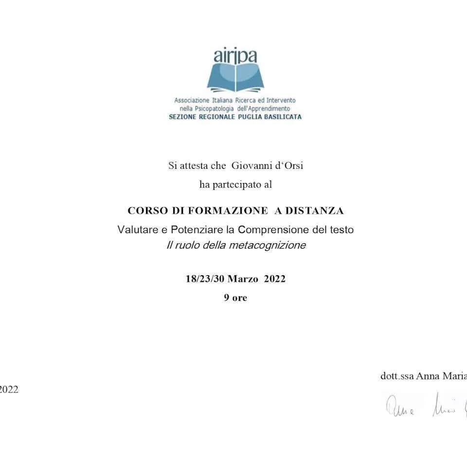 Formazione Avanzata e Metacognizione